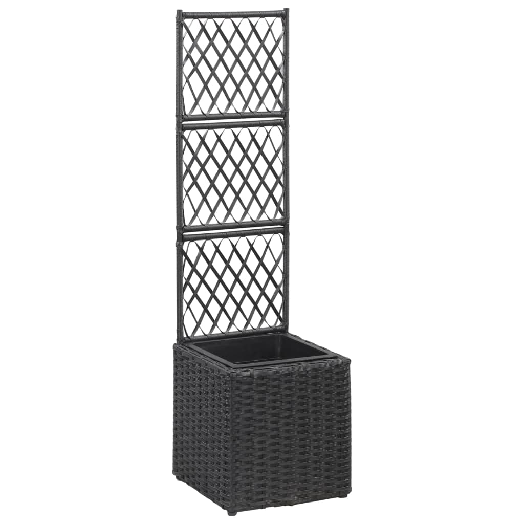 Photos - Flower Pot VidaXL Trellis Raised Bed with 1 Pot 11.8"x11.8"x42.1" Poly Rattan Black 