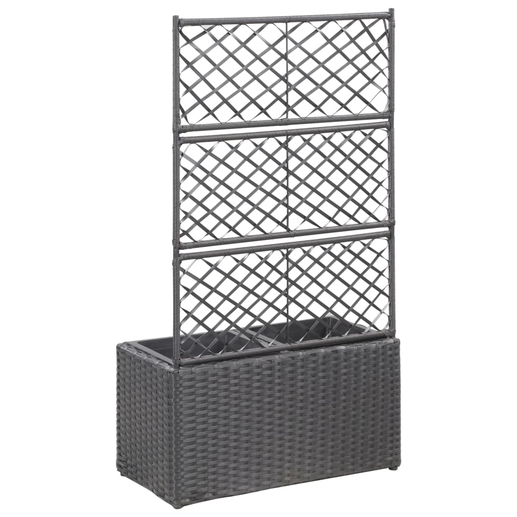 Thumbnail - vidaXL Hochbeet mit Rankgitter 2 Töpfe 58×30×107cm Poly Rattan Schwarz