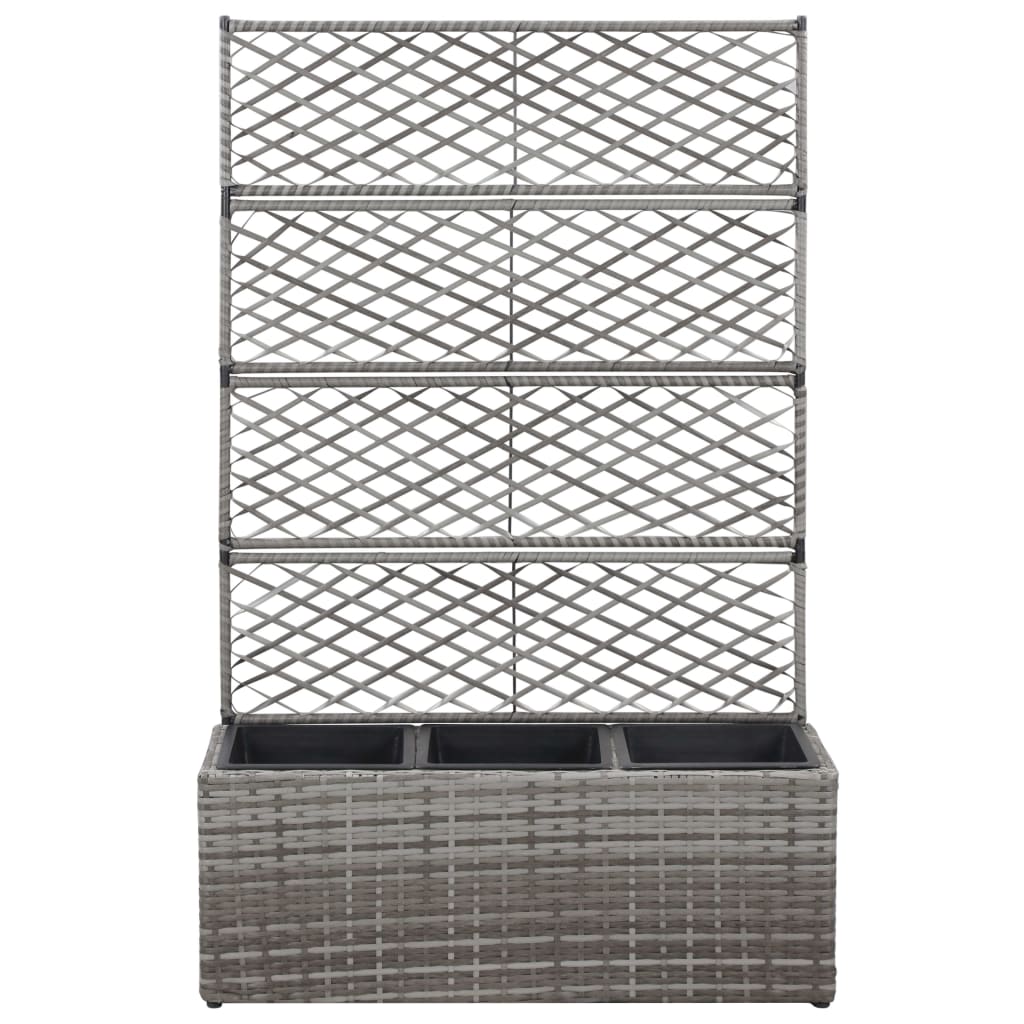 

vidaXL Latwerkplantenbak verhoogd met potten 83x30x130 cm rattan grijs