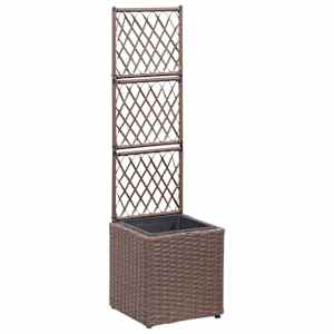 Visoka greda z oporno mrežo in 1 loncem 30x30x107 cm rjava
