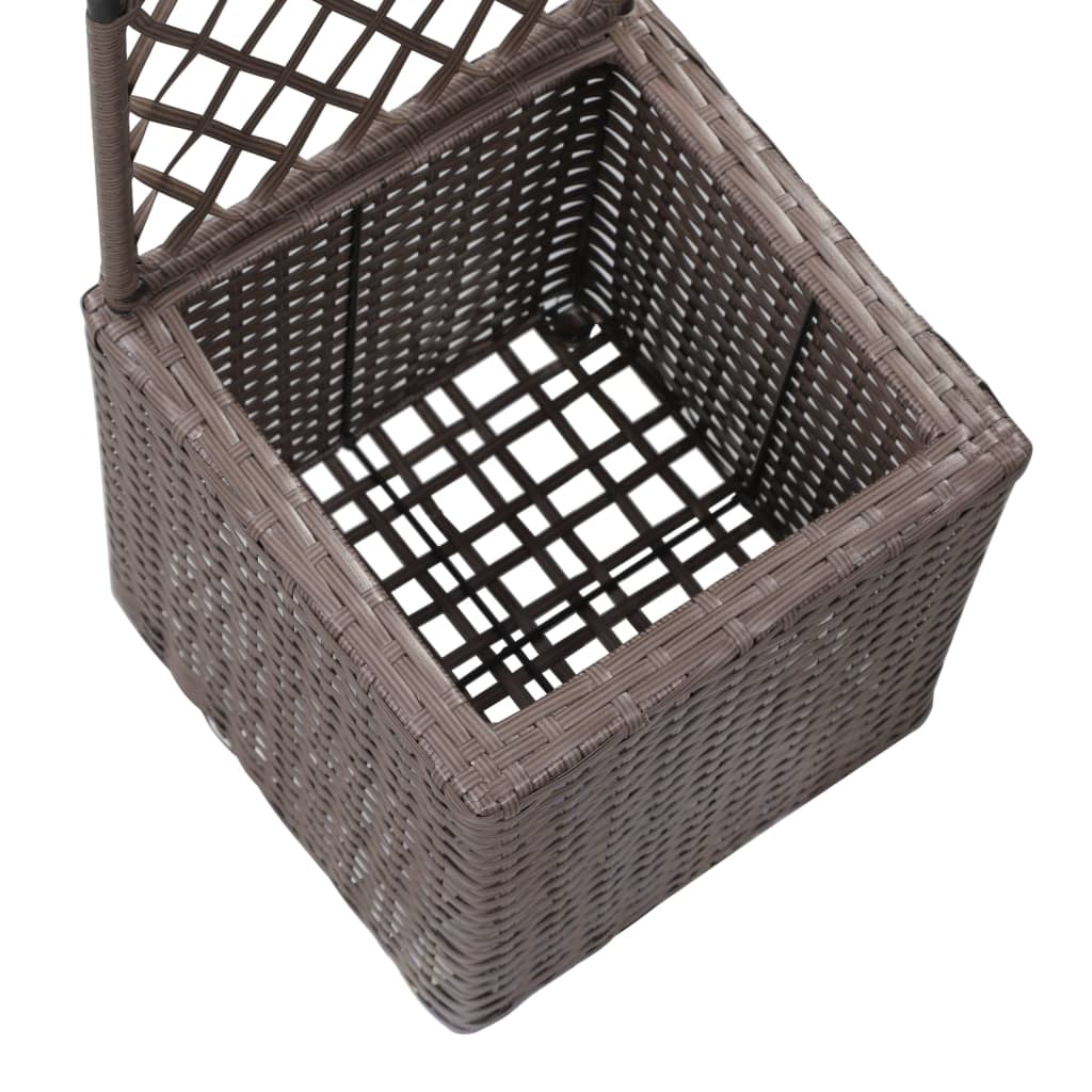 Trellis Raised Bed With 1 Pot 30x30x107 Cm Poly Rattan Brown VidaXL 15 width=274