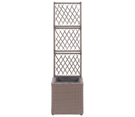 vidaXL Lit sur&eacute;lev&eacute; treillis 1 pot 30x30x107 cm R&eacute;sine tress&eacute;e Marron
