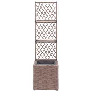 vidaXL Lit sur&eacute;lev&eacute; treillis 1 pot 30x30x107 cm R&eacute;sine tress&eacute;e Marron