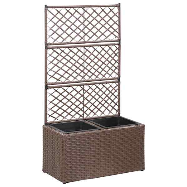 vidaXL v&otilde;rega taimelava 2 potiga, 58 x 30 x 107 cm, pol&uuml;rotang, pruun