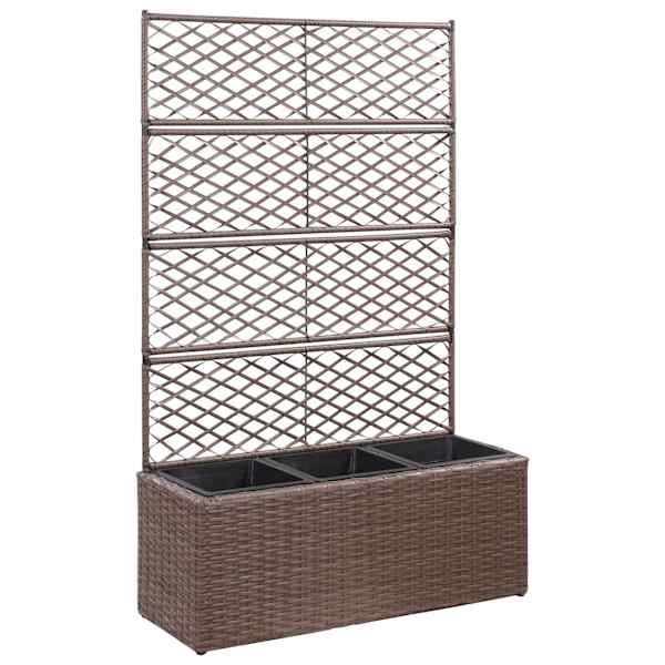 vidaXL v&otilde;rega taimelava 3 potiga, 83 x 30 x 130 cm, pol&uuml;rotang, pruun
