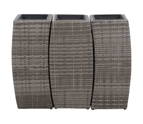 vidaXL Garden Raised Beds 3 pcs Poly Rattan Grey