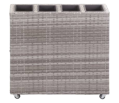 vidaXL Garten-Hochbeet mit 4 T&ouml;pfen 80x22x79 cm Poly Rattan Grau