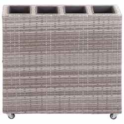 vidaXL Garden Raised Bed with 4 Pots 80x22x79 cm Poly Rattan Grey