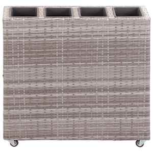vidaXL Garten-Hochbeet mit 4 T&ouml;pfen 80x22x79 cm Poly Rattan Grau