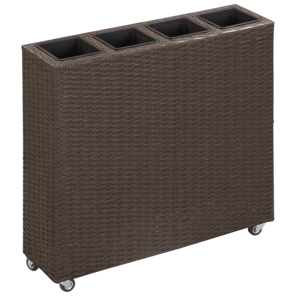 

vidaXL Garden Raised Bed with 4 Pots 31.5"x8.7"x31.1" Poly Rattan Brown