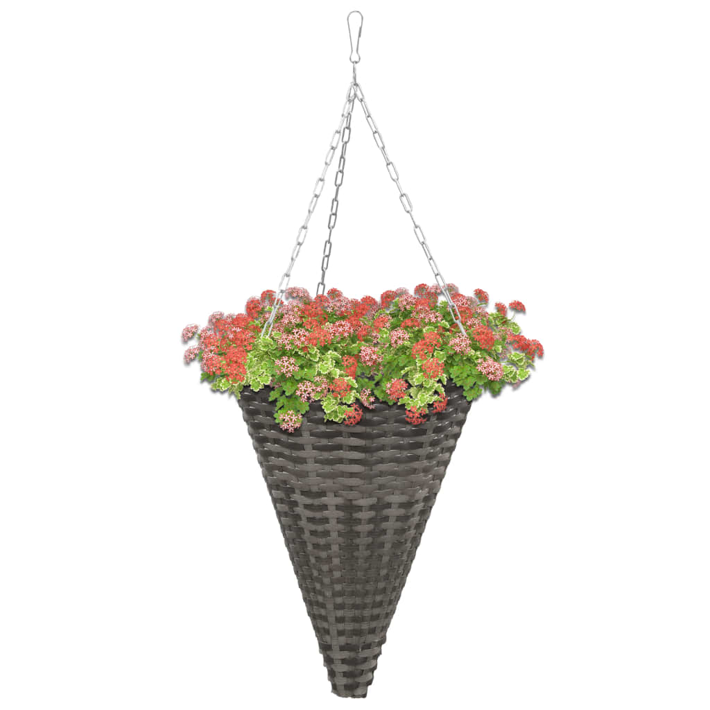 vidaXL Viseće košare za cvijeće 2 kom od poliratana sive