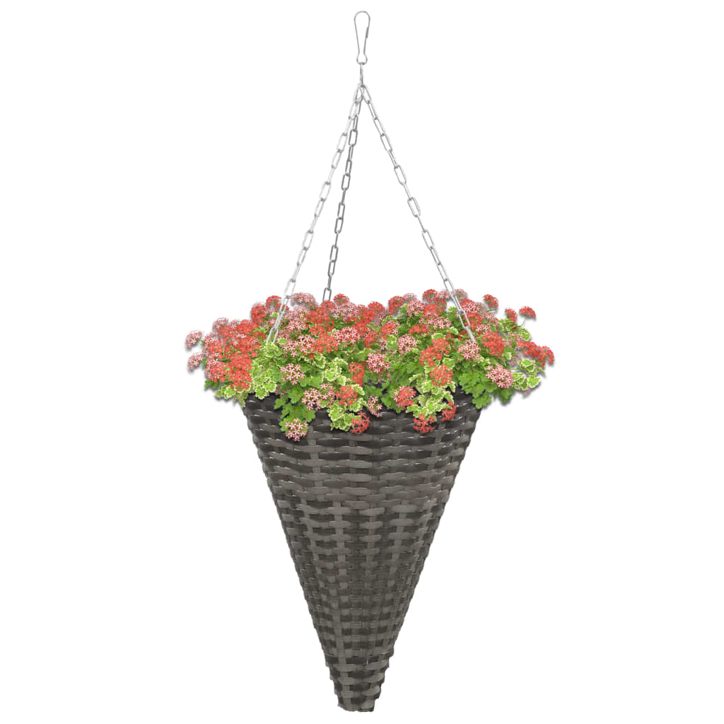 vidaXL Paniers suspendus à fleurs 2 pcs Résine tressée Gris