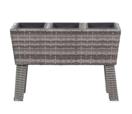 vidaXL Garden Raised Bed with Legs and 3 Pots 72x25x50 cm Poly Rattan Grey