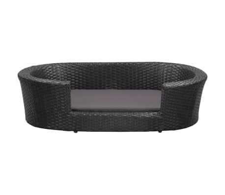 vidaXL Hundebett mit Kissen Schwarz 90 x 60 cm Poly Rattan