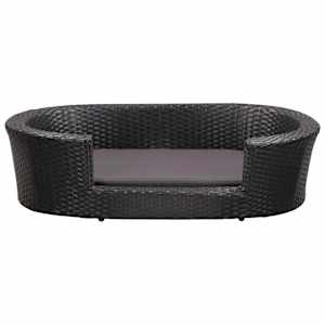 vidaXL Lova &scaron;uniui su pagalvėle, juodos spalvos, 90x60cm, poliratanas