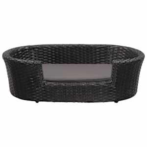 vidaXL Hundebett mit Kissen Schwarz 70 x 50 cm Poly Rattan