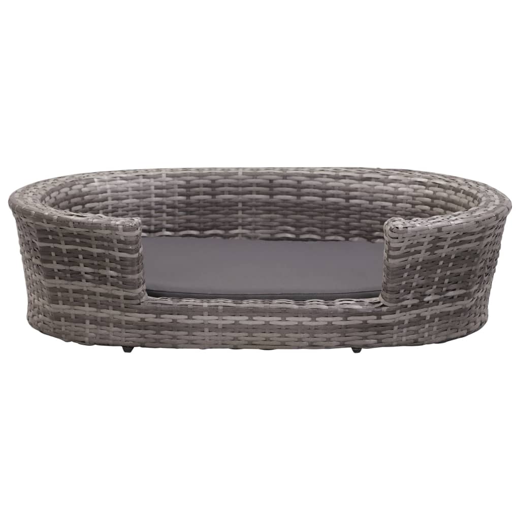 vidaXL Cama para perros con cojín ratán sintético gris 90x60 cm