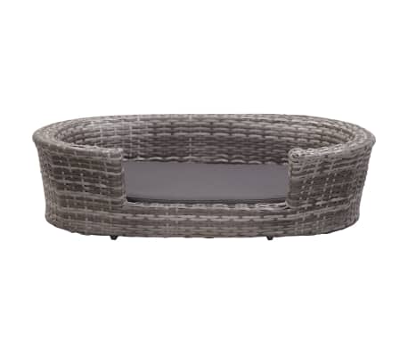 vidaXL Cama para perros con cojín ratán sintético gris 90x60 cm