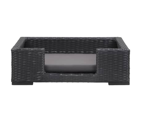 vidaXL Cama para perros con cojín ratán sintético negro 90x60 cm