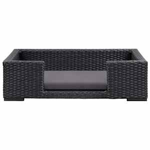 vidaXL Lova &scaron;uniui su pagalvėle, juodos spalvos, 70x50cm, poliratanas