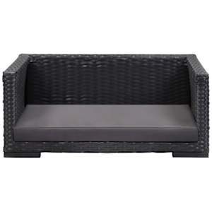 vidaXL Lova &scaron;uniui su pagalvėle, juodos spalvos, 90x60cm, poliratanas