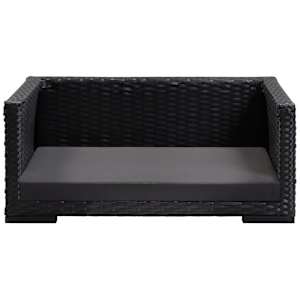 vidaXL Lova &scaron;uniui su pagalvėle, juodos spalvos, 70x50cm, poliratanas