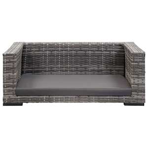 vidaXL Lova &scaron;uniui su pagalvėle, pilkos spalvos, 90x60cm, poliratanas