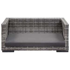 vidaXL Lova &scaron;uniui su pagalvėle, pilkos spalvos, 70x50cm, poliratanas