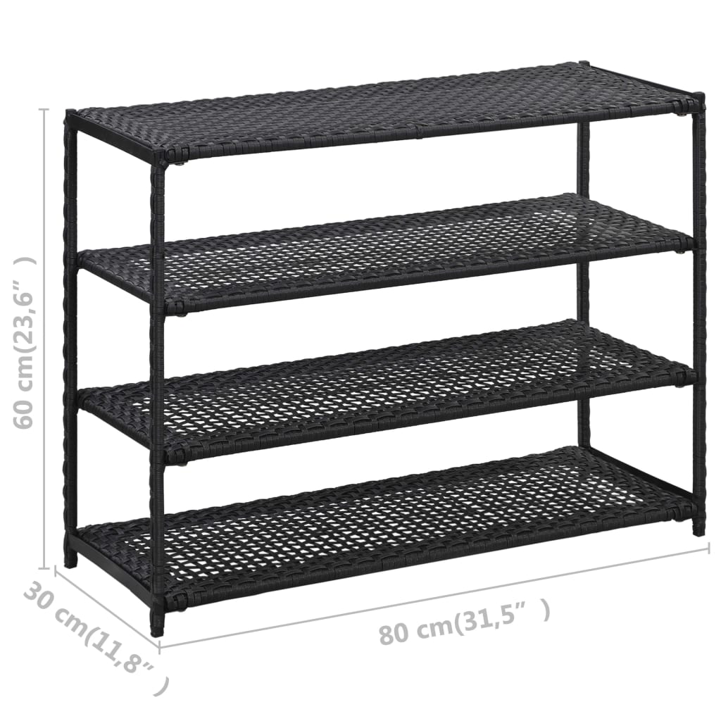 Pantofar, negru, 80 x 30 x 60 cm, poliratan