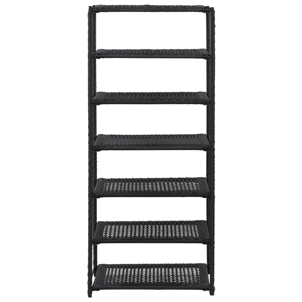 Black Rattan Shoe Rack Organizer with 7 Shelves by vidaXL-image
