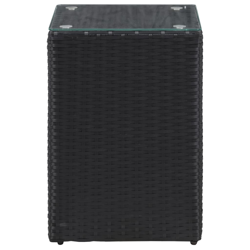 

vidaXL Bijzettafel met glazen blad 35x35x52 cm poly rattan zwart