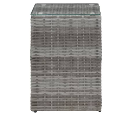 vidaXL Bijzettafel met glazen blad 35x35x52 cm poly rattan grijs