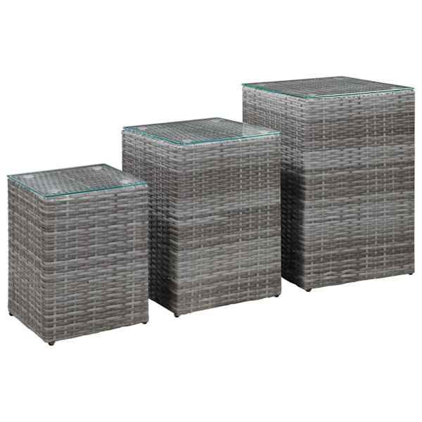 vidaXL lisalauad 3 tk, klaasplaadiga, hall pol&uuml;rotang