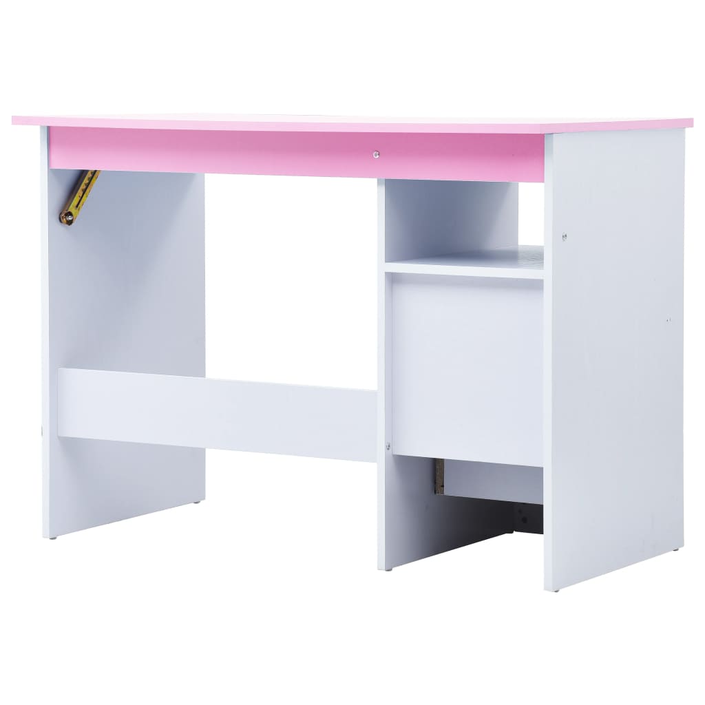 Rózsaszín és fehér dönthető gyerekíróasztal 