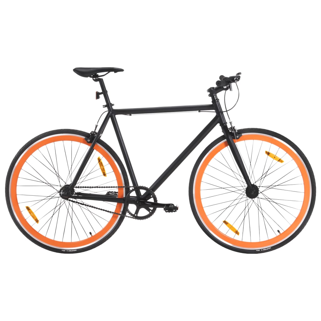 vidaXL Bicicletă cu angrenaj fix, negru și portocaliu, 700c, 55 cm