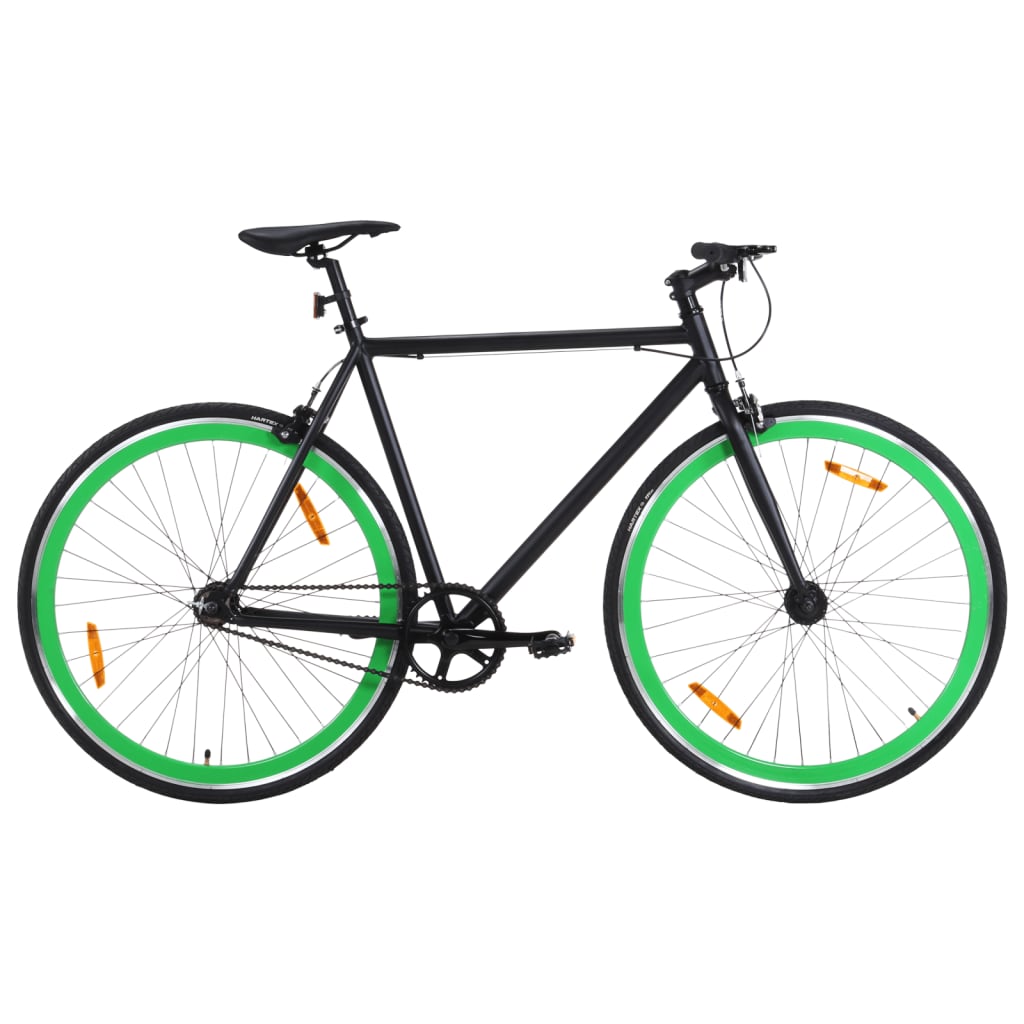 vidaXL Bicicletă cu angrenaj fix, negru și verde, 700c, 51 cm