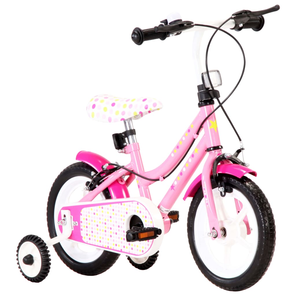 Vidaxl Bicicleta Pentru Copii, Alb Si Roz, 12 Inci