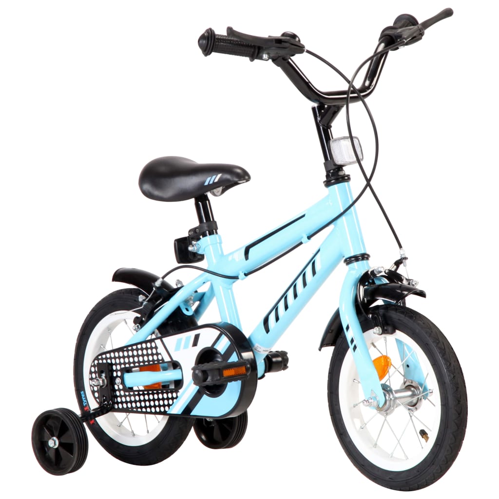 Vidaxl Bicicleta Pentru Copii, Negru Si Albastru, 12 Inci