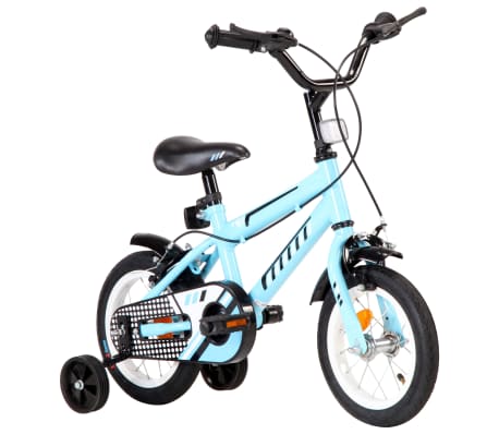 vidaXL Bicicleta infantil 12 pulgadas negro y azul