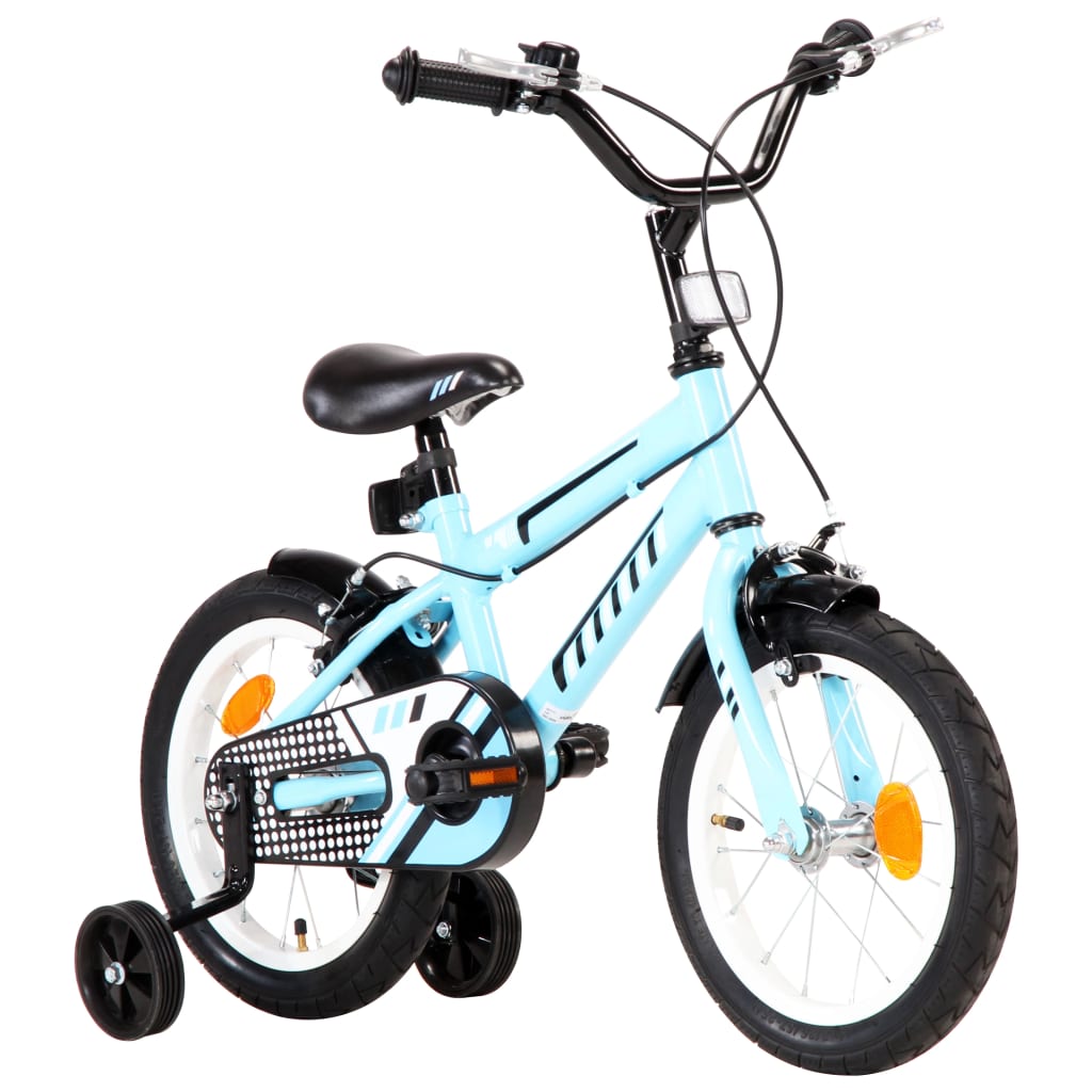Vidaxl Bicicleta Pentru Copii, Negru Si Albastru, 14 Inci