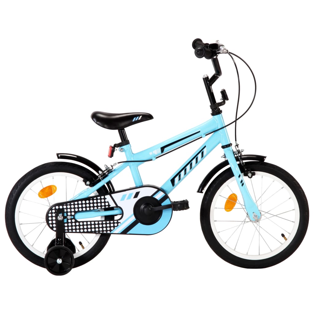 vidaXL Bicicletă pentru copii, negru și albastru, 16 inci imagine vidaxl.ro