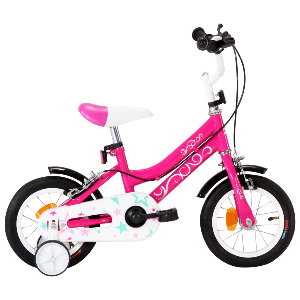 vidaXL Lasten pyörä 12″ musta ja pinkki
