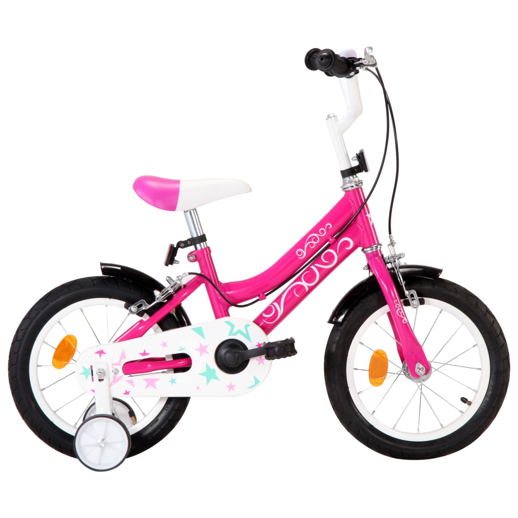 vidaXL Bicicletă pentru copii, negru și roz, 14 inci vidaxl.ro