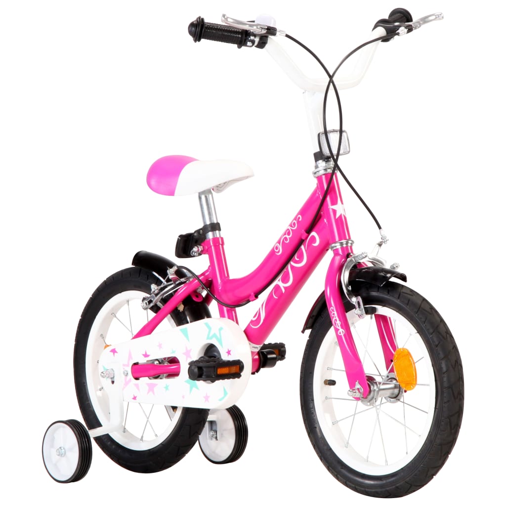 Vidaxl Bicicleta Pentru Copii, Negru Si Roz, 14 Inci