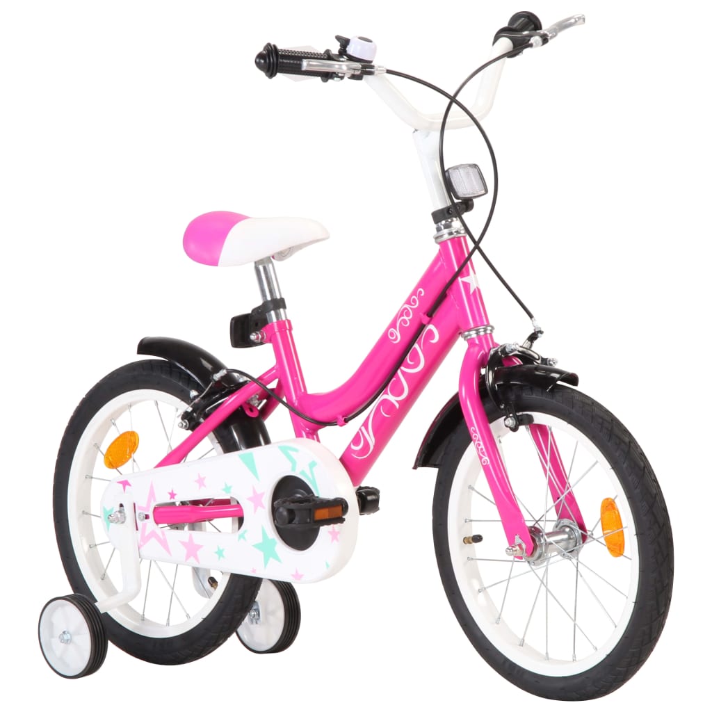 Vidaxl Bicicleta Pentru Copii, Negru Si Roz, 16 Inci