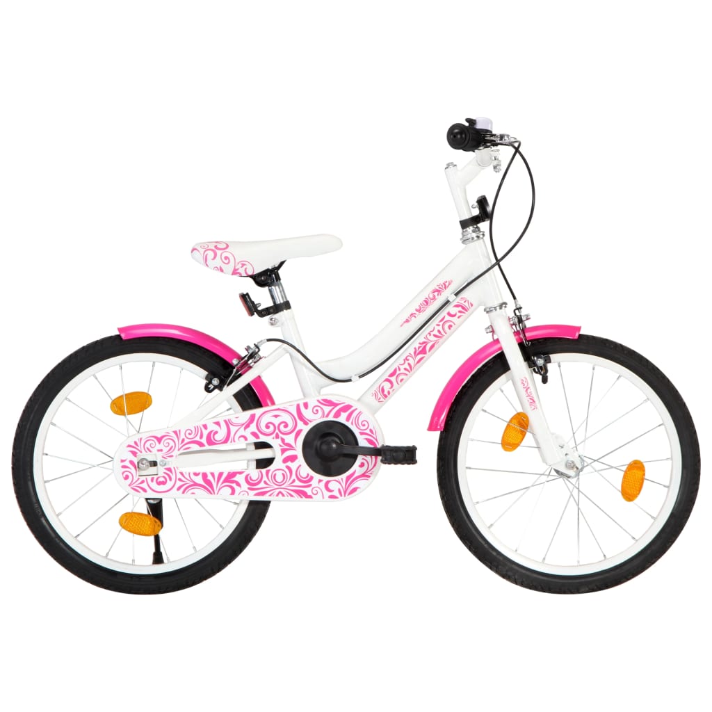 vidaXL Lasten pyörä 18″ pinkki ja valkoinen
