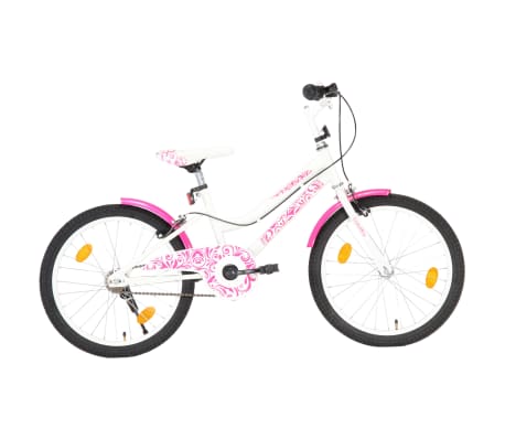 vidaXL Bicicleta de niño 20 pulgadas rosa y blanca