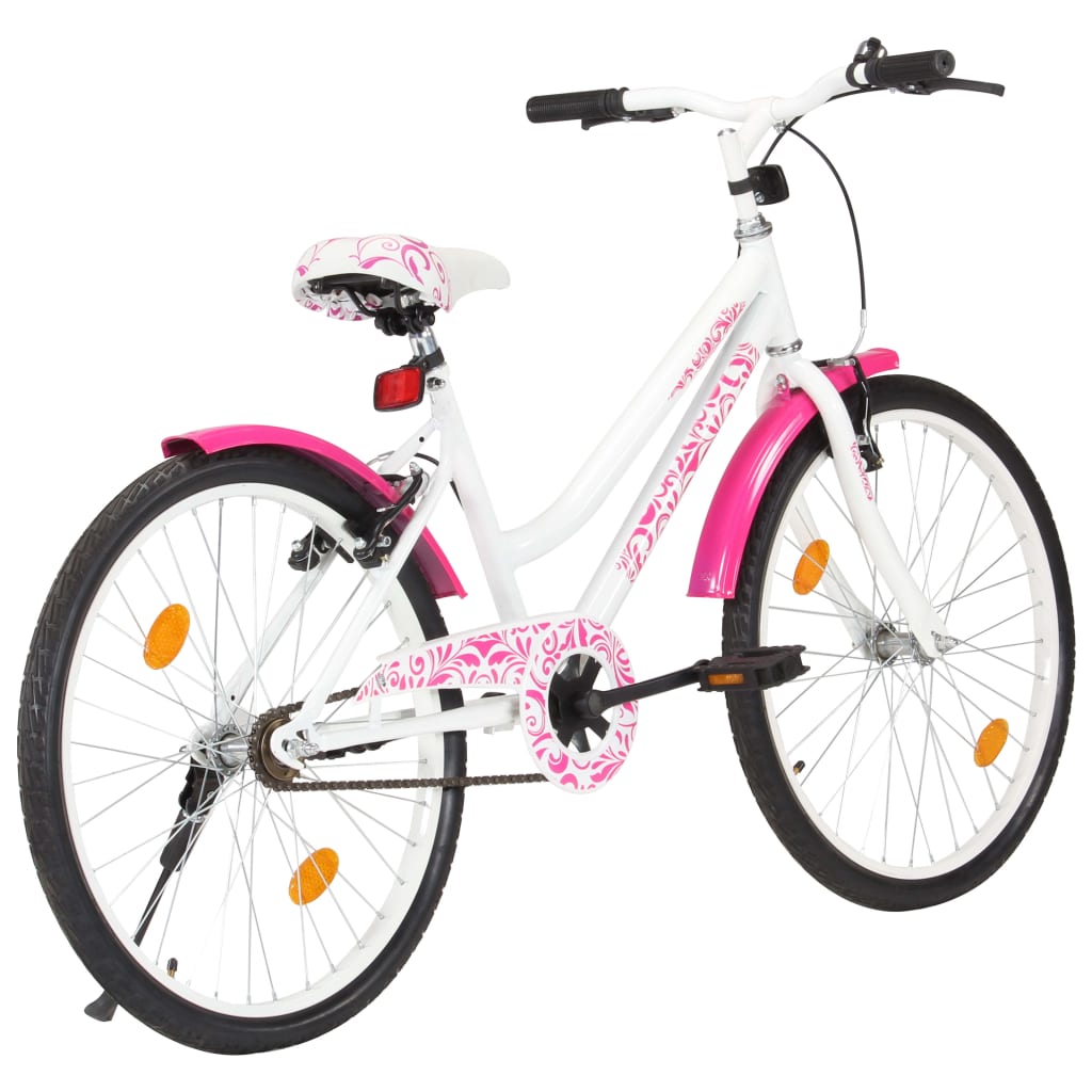 Bicicletă pentru copii, roz și alb, 24 inci