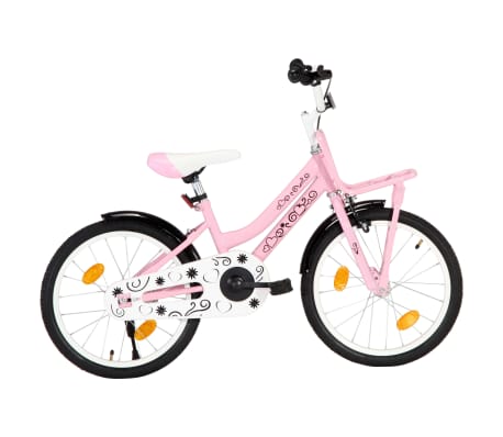 vidaXL Detský bicykel s predným nosičom, 18-palcový, ružovo čierny
