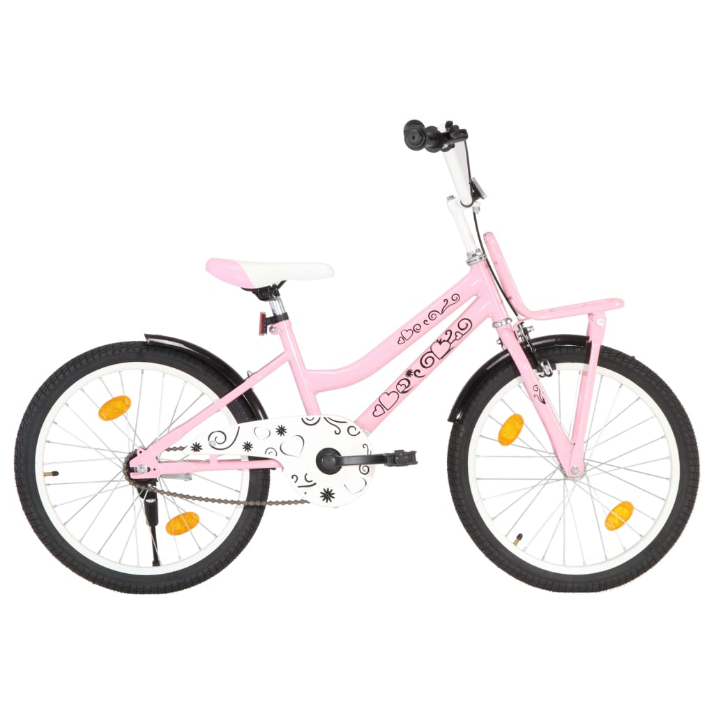 

vidaXL Kinderfiets met voordrager 20 inch roze en zwart